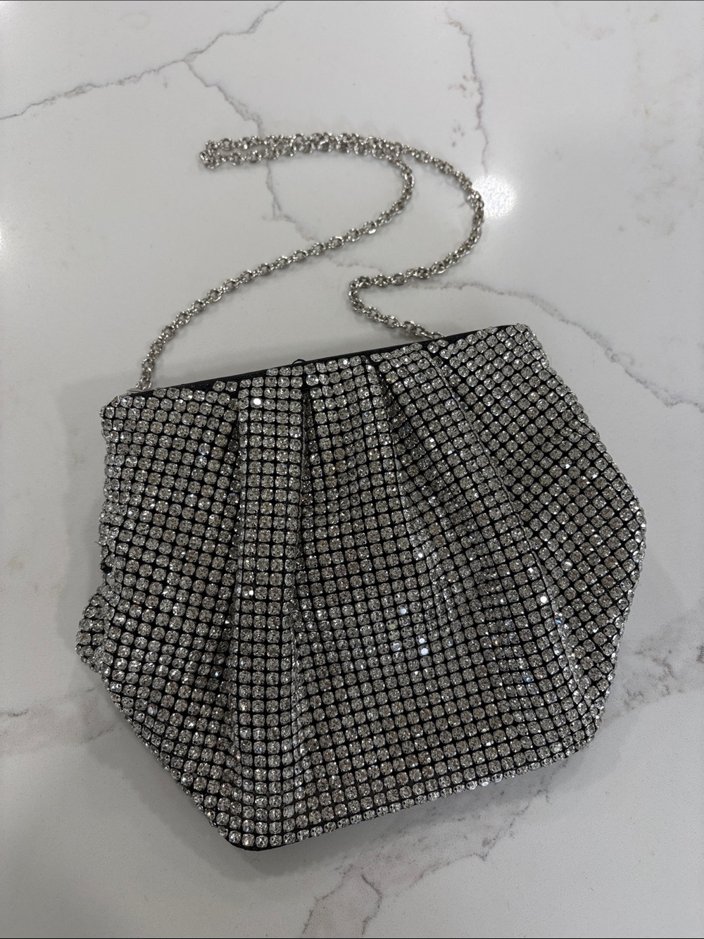 Ann Taylor Rhinestone Crystal Embellished Mini Purse Evening Bag Silver & Black